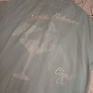Tommy Bahama Mens XL 100% Silk Martini Embroidery Cigar Club Pin Up Girl Coconut